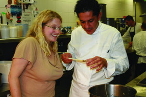 Francesco Mazzei and Hannah Bellis in the L'Anima kitchens