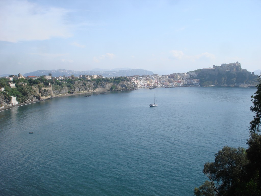 Corricella seen across the bay – its setting is just as magnificent as its colourful fisherman's houses