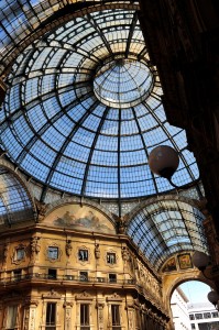 The impressive glass and steel roof of Milan's Galleria