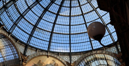 The impressive glass and steel roof of Milan's Galleria