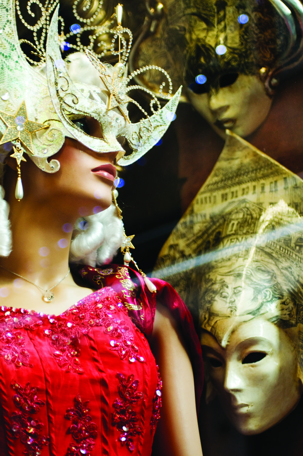 Sumptuous Carnival costumes for sale in a shop in Venice