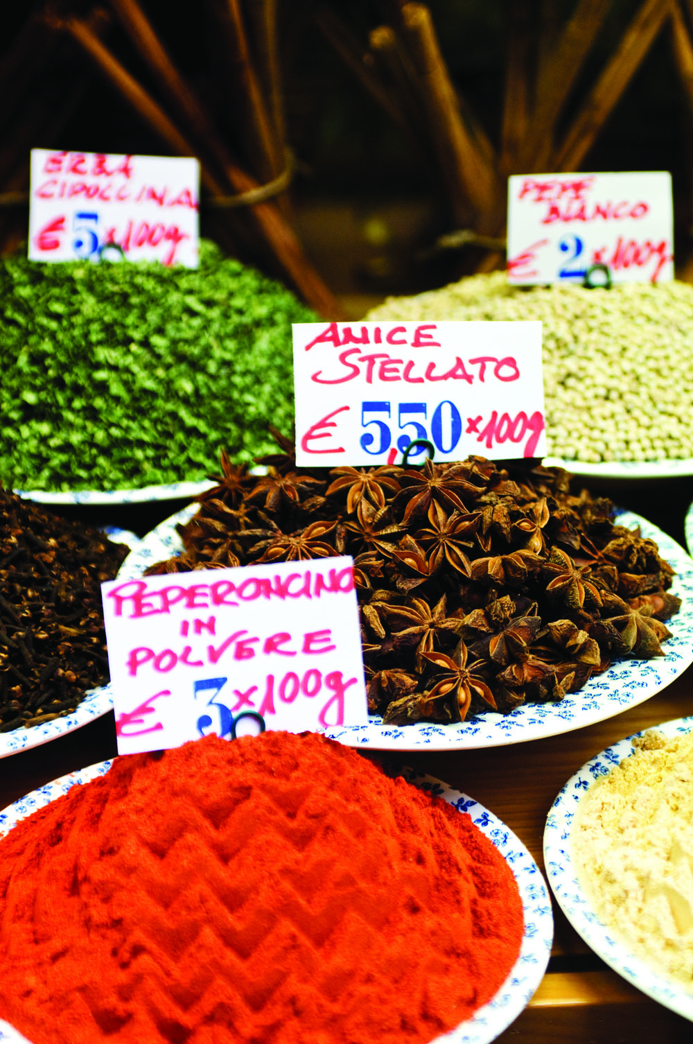 Spices and herbs for sale in a shop in Venice