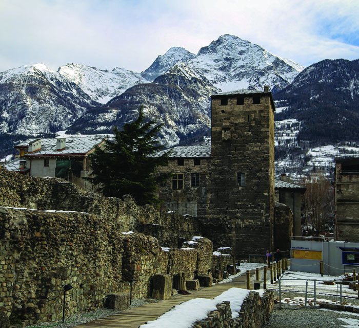 *Roman ruins and soaring mountains in Aosta