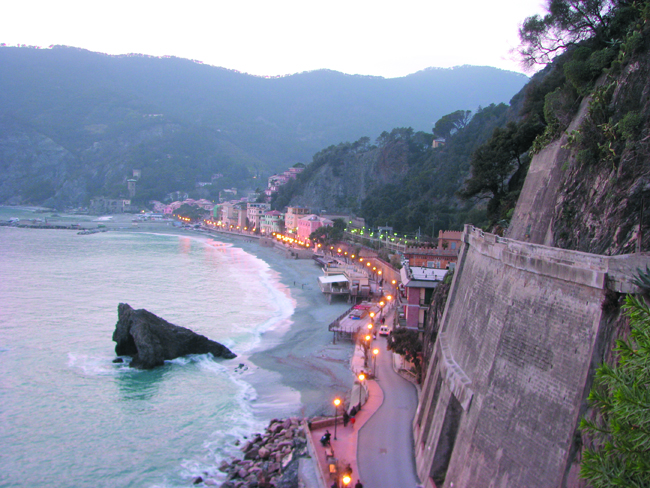 Fegina Bay, the finest beach along the Cinque Terre, nestled below Monterosso