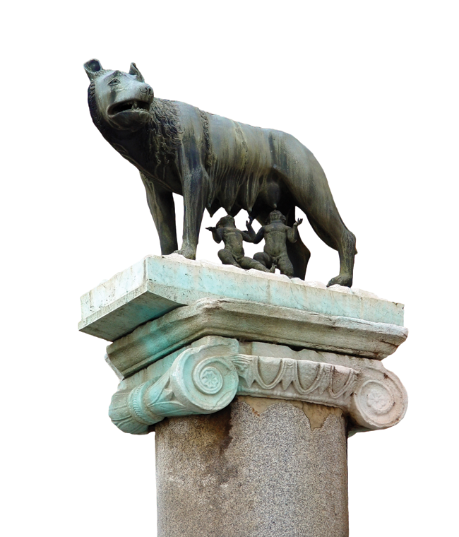 The face of the she-wolf, set in bronze, is focused as she guards the suckling children that feed on her milk, oblivious to the fact that as adults they would go on to found the Eternal City.