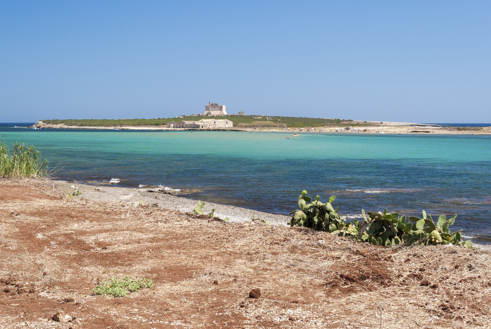 The island of "Capo Passero" in southern Sicily during the summer