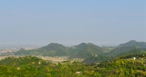 Spring view of the "Colli Euganei", the volcanic hills near Padua and Abano Terme in Italy.