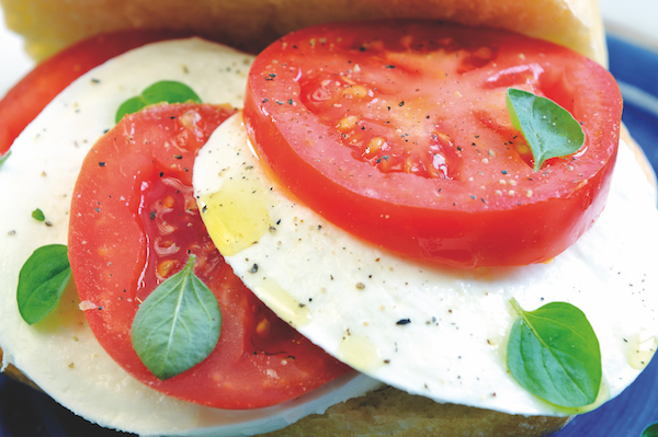 Mozzarella tomato and basil salad or insulate caprese
