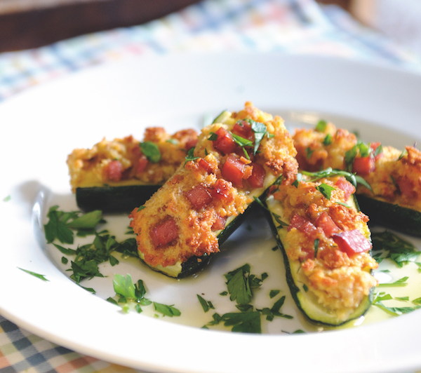 Cheese-filled courgettes