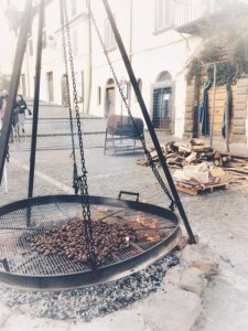 Brazier cooking chestnuts, Viterbo Italy