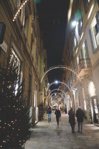 Christmas lights in the fashion quadrilateral, Milan