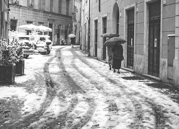 snow in Rome, Italy