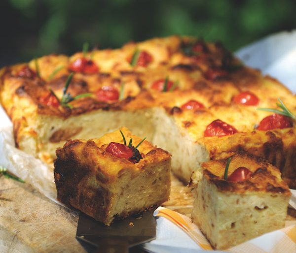 Savoury bread cake with cherry tomatoes