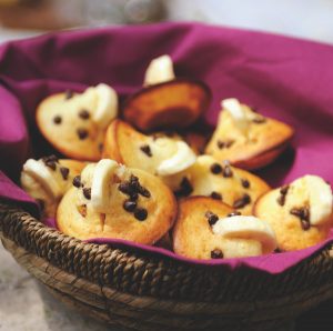 Chocolate chip and banana mini yoghurt muffins for picnic