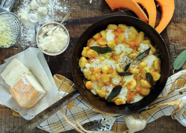 Gnocchi with grilled cheese topping