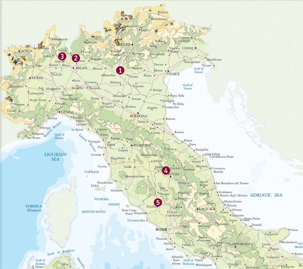 tourist map of italian lakes