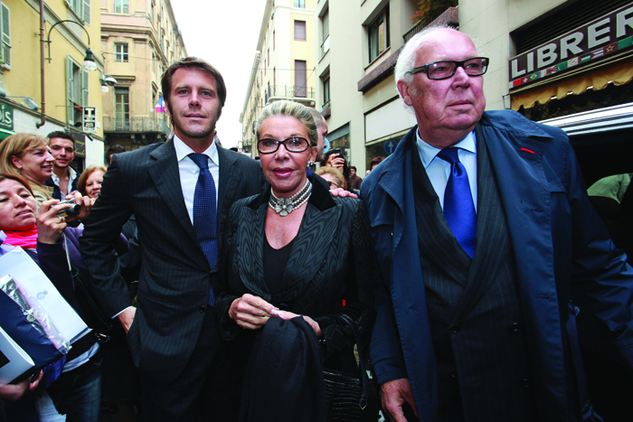 The Prince Emanuele Filiberto of Savoy and his parents, Princess Marina and Prince Vittorio Emanuele leave the square San Carlo after the mass in Turin, Italy, on May 2, 2010. Pope Benedict XVI celebrates a Holy Mass at Piazza San Carlo in Turin.