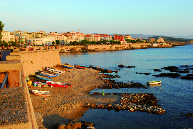 Alghero, view of the city from the sea-facing Spanish walls