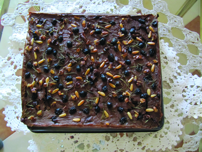 Castagnaccio, chestnut cake.