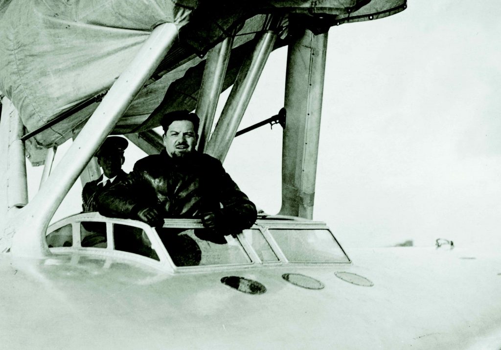 A836E6 Personalities pic circa 1930 s Marshal Balbo of Italy pictured in his new aeroplane Marshal Balbo 1896 1940 was made Governor of Libya perhaps sent there by Mussolini as he Balbo was proving more popular than the Fascist leader Balbo had a great passion fo