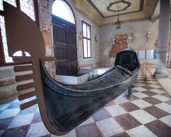 The 18th-century gondola in Ca'Rezzonico
