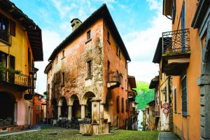 Typical old alley in Italy at Lake Maggiore in Cannobio, Piedmont