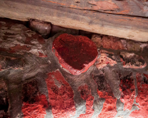red brick heart close up