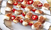 Cod, prosciutto and pepper kebabs