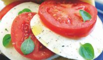 Mozzarella tomato and basil salad or insulate caprese