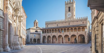 The medieval square in the village of Offida