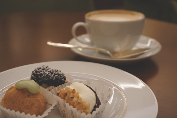 cappuccino and pasticcini Marchesi, Milan