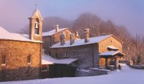 Sanctuary of Verna in snow, Italy