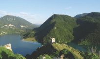 View across Lake Turano from Antuni, Italy