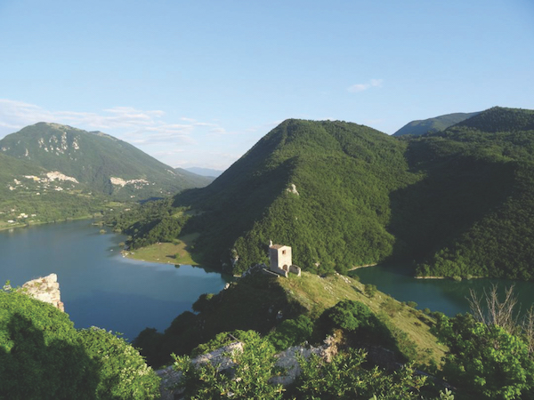 View across Lake Turano from Antuni, Italy