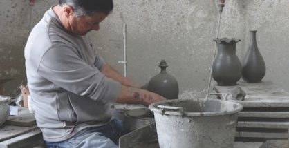 Fernando Falcone at his wheel, Puglia, Italy