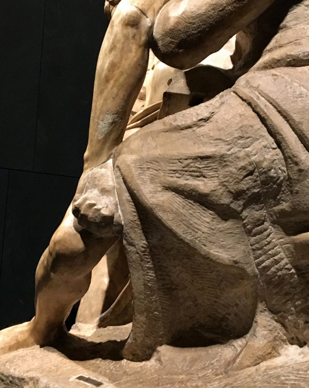 Unfinished side detail on Michelangelo's Pietà