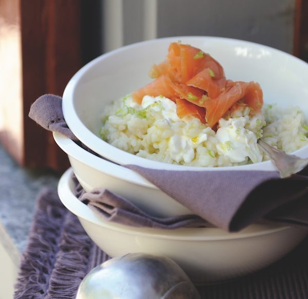 Cream cheese and smoked salmon risotto