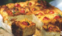 Savoury bread cake with cherry tomatoes