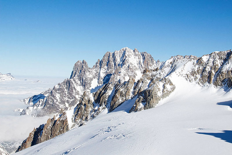 view of snowy mountain peaks in winter