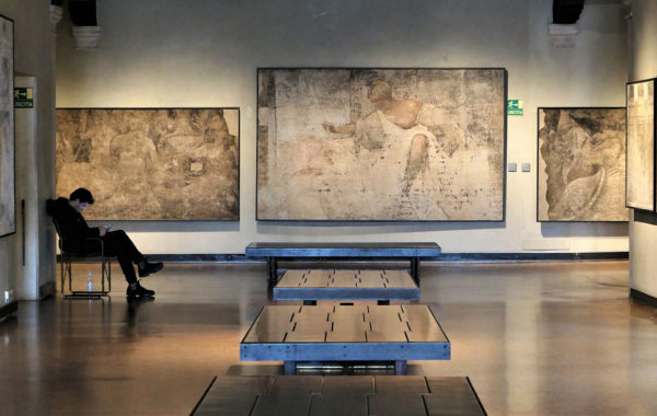 Detached fresco by Titian, in the Ca' d'Oro, from Fondaco dei Tedeschi façade with Goddess Venetia as Justizia