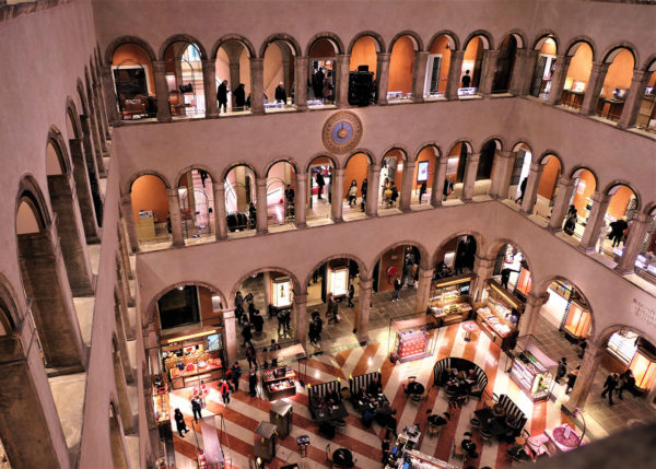 Interior of Fondaco dei Tedeschi restored as a luxury shopping centre called T Fondaco by DFS