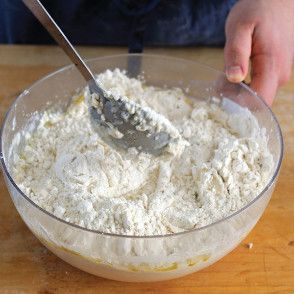 Step 3: mixing the dough in a bowl