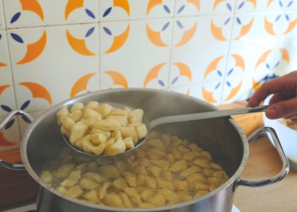 boiling the gnocchi in final recipe step