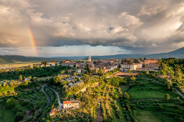 Aerial View Over Chiusi, Tuscany, Province of Siena, Italy