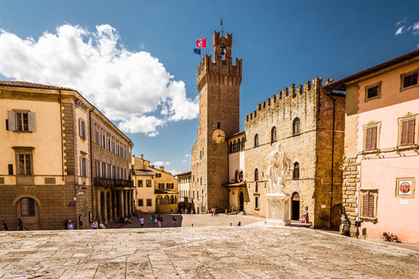 Beautiful landscape view of Arezzo town and suburbs in in eastern Tuscany, Italy