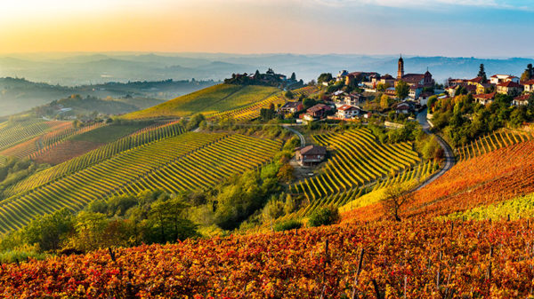 Italian village from the Langhe region in Italy 