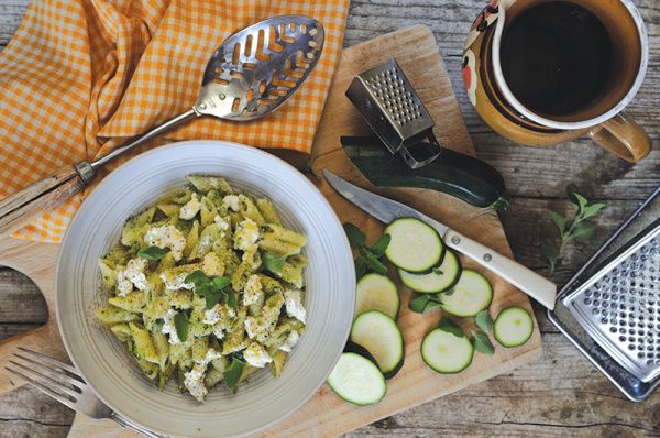 creamy courgette and ricotta pasta recipe image