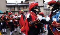 Bagolino winter carnival costumed people