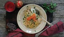 Linguine with smoked salmon