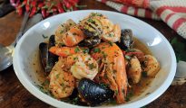 seafood soup in bowl